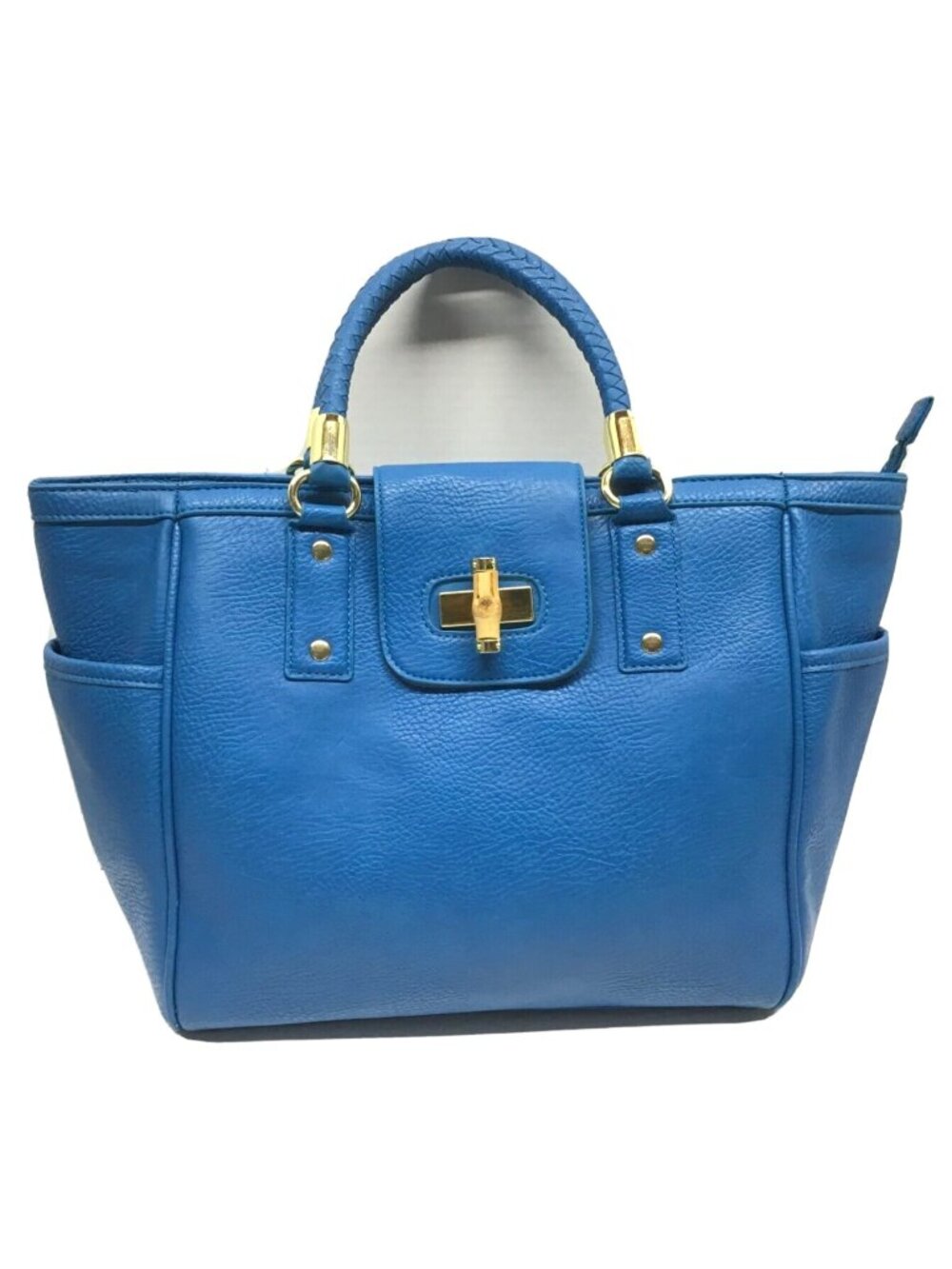 Olivia and Joy Large Blue Faux Leather Shoulder Tote Bag Purse